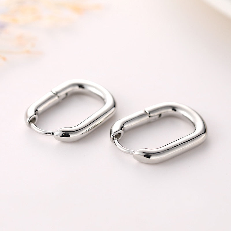 2026 New Classic Copper Alloy Smooth Metal Hoop Earrings For Woman Fashion Korean Jewelry Temperament  Daily Wear earrings
