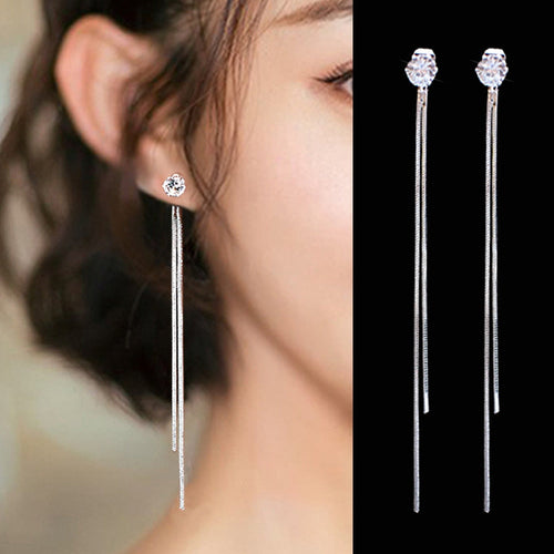 2026 New Gold Color Long Crystal Tassel Dangle Earrings for Women Wedding Drop Earring Fashion Jewelry Gifts