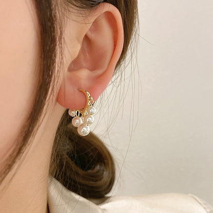2026 Korean New Simple Temperament Circle Pearl Earrings Fashion Small Versatile Earrings  Jewelry