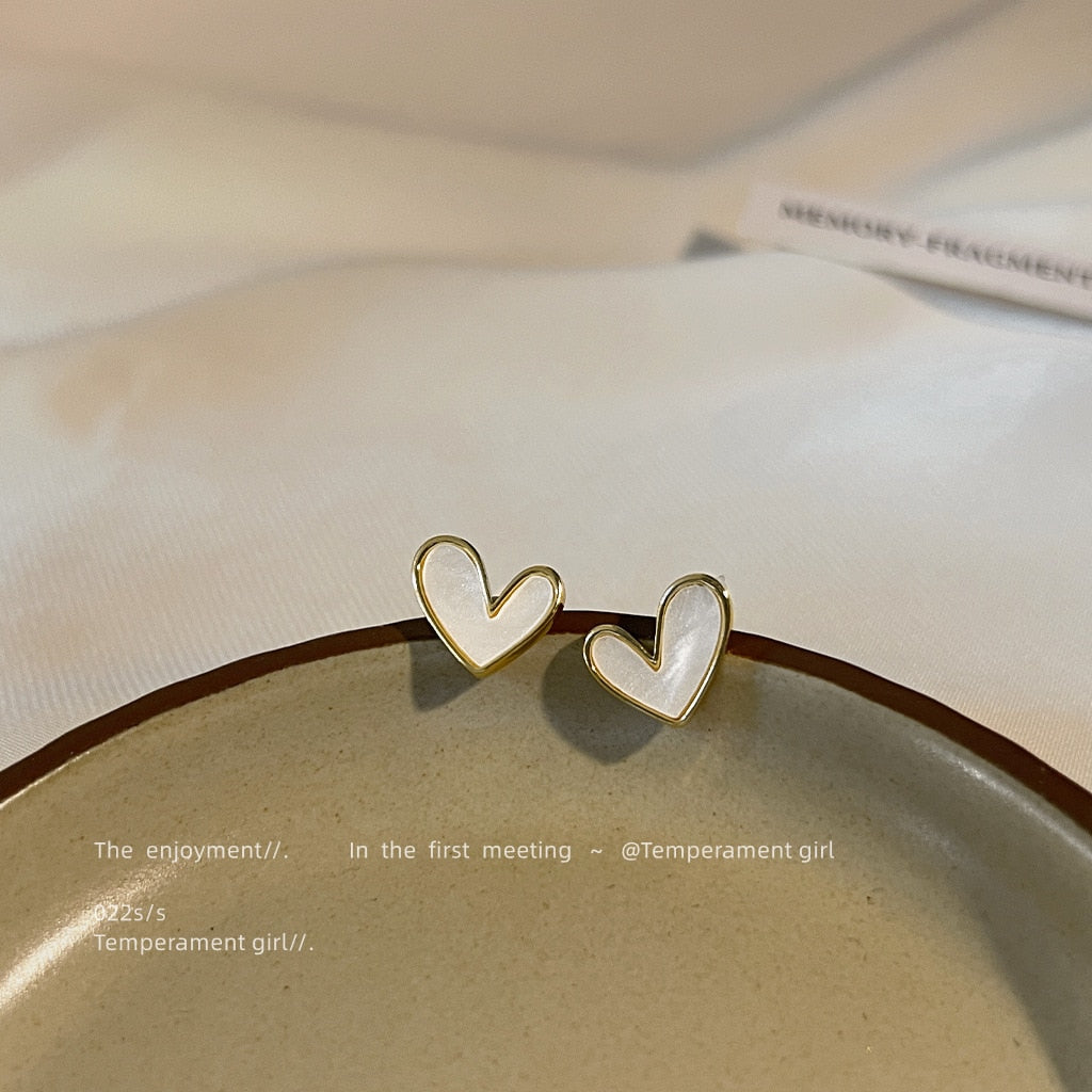 Cute Korean Earrings Heart Bling Zircon Stone Rose Gold Color Stud Earring for Women Fashion Jewelry 2026 New Gift