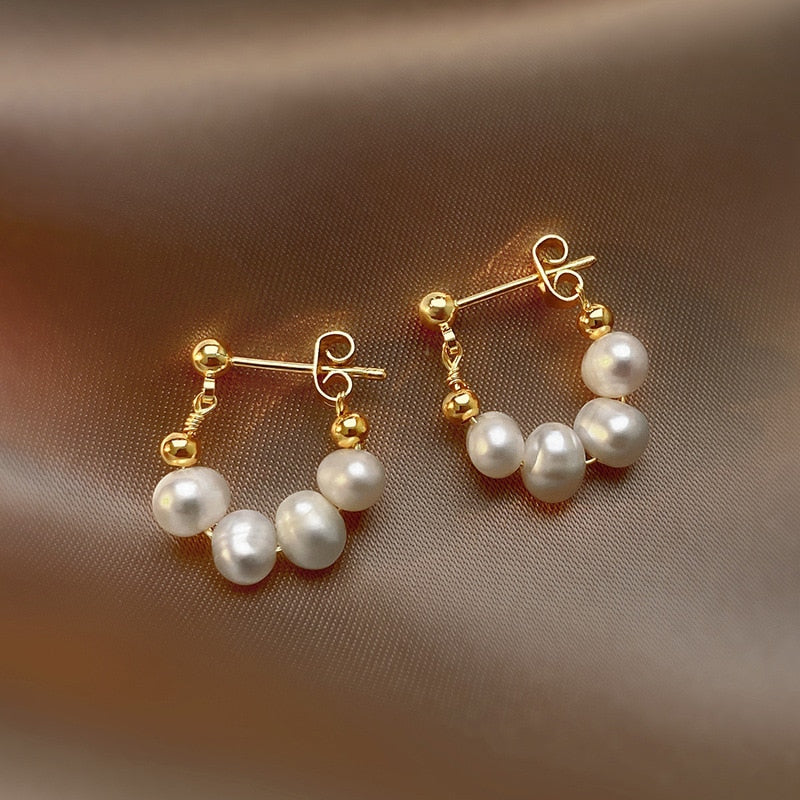 2026 Korean New Simple Temperament Circle Pearl Earrings Fashion Small Versatile Earrings  Jewelry